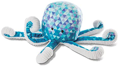 NICI Kuscheltier Oktopus 18cm in modischem Polygondruck & Strukturiertem Plüschmaterial – Oktopus Plüschtier für Mädchen, Jungen & Babys – Flauschiges Stofftier zum Kuscheln & Spielen, blau/türkis