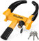 Tevlaphee Cepo Antirrobo Rueda Coche Remolque Caravana Reforzado Universal Ajustable Protección PVP Cerradura Antitaladro(Negro & Amarillo)