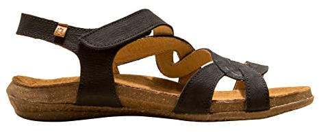 El Naturalista Damen Sandaletten Wakataua, Frauen Sandalen,Freizeitschuhe,offene,Schuhe,Strandschuhe,Sommersandalen,bequem,flach,Black,37 EU / 4 UK