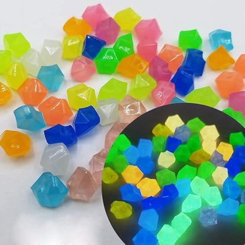 zalati Luminous Pebbles 300pcs Stones Glow in the Dark for Garden Walkway Decoration, Plants Pots, Aquariums Decoration