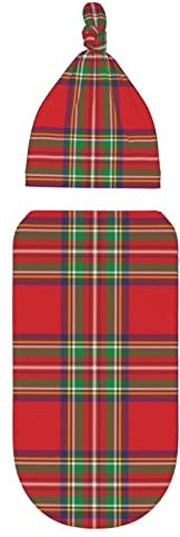 Oudrspo Rot und Grün Kariertes Baby-Pucktuch, verstellbares Wickelset, Größe S/Medium, 0–6 Monate, Neugeborene, Pucktücher