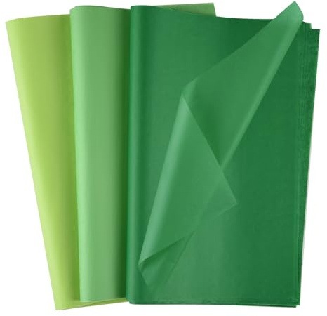 Morcheiong 60 ark gröna silkespapper flerfärgad konst presentförpackning papper bulk för gör-det-själv födelsedag jul bröllop semester hantverk dekor fest festival (50 x 37 cm/20 x 14,5 tum)