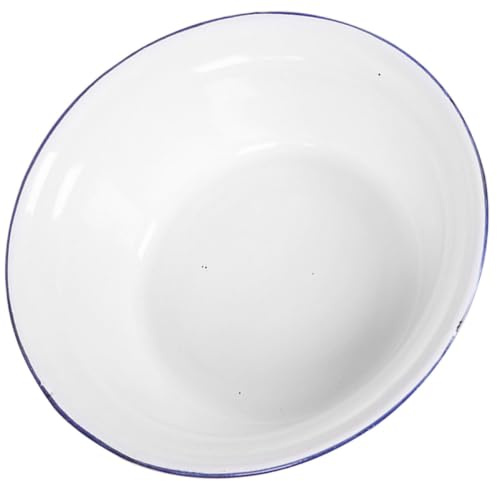 Cabilock Bassine Rétro en Émail - Saladier, Assiette Creuse, Bol Vintage à Mélanger la Pâte, Vasque Apéritif, Bol Spaghetti Blanc