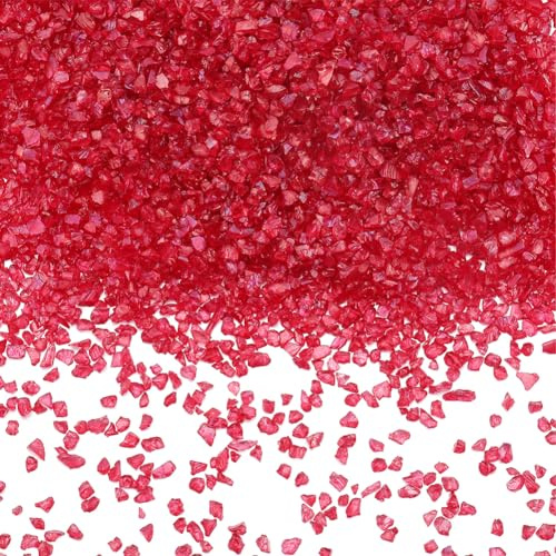 SUNNYCLUE 1 Schachtel 200 g Zerstoßenes Glas Große Menge Zerbrochener Glassplitter Kleine Klobige Flocken Pailletten Rote Unregelmäßige Kristallspiegelstücke Für Nagelkunst Kunstharzhandwerk DIY Vasen