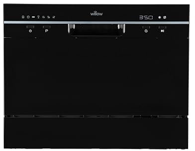 Willow WTTD6B 55cm Tabletop Dishwasher with 6 Place Settings, 7 Programmes, Delay Function, Cutlery Basket, LED Indicator - Black