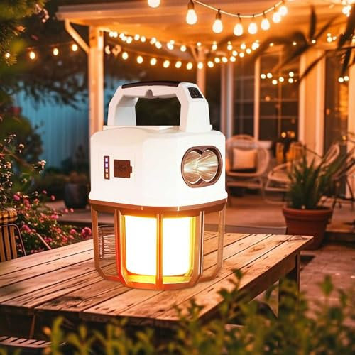 Camping Lantern,650 Lumen 2400 mAh Rechargeable Camping Lantern Solar Light,4 Modes Waterproof Camping Lamp for Hiking, Camping, Home, Patio, Yard, Gazebo