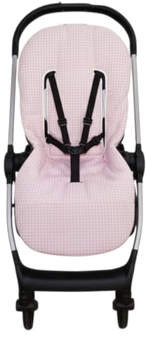Colchoneta Universal para Silla de Paseo – Funda Transpirable y Acolchada para Carro de Bebé, Ideal para Verano y Entretiempo, Compatible con la Mayoría de Sillas, Fácil de Lavar (Vichy Rosa)