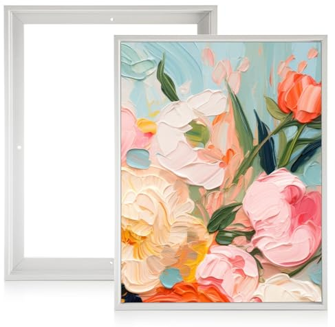 LDXDRU 2Pcs 12x16 White Canvas Floater Frames, Floating Frame Kit for Wall Art, Oil Painting, Living Room Decor