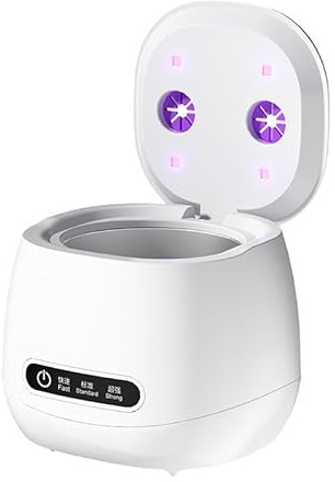 Limpiador ultrasónico portátil recargable con luz UV - Limpiador inalámbrico de alta frecuencia de 52 KHz con 3 modos y temporizador digital para Invisalign, aparatos ortopédicos, dentaduras postizas