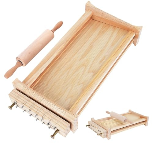 Anicuta Chitarra Pasta Cutter, Traditional Italian Pasta Maker With Pasta Roller, Homemade Pasta Tools is Double-Sided, Pasta Cutter Width 0.24in