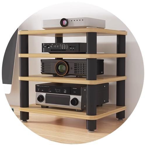 Universelles Audio-Rack – 2/3/4-stufiges HiFi-Regal Für Verstärker, Lautsprecher Und AV-Receiver Mit Antivibrationsfüßen, Stand Tischständer Heimkino Studioequipment(Wood,50 * 40 * 47cm(4Tier))