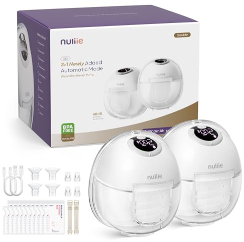 Nuliie Tiralatte elettrico portatile S32, pompa per latte elettrica a mani libere, 4 modalità, 9 livelli con flangia comoda da 18/21/24 mm, privato, con accessori di ricambio inclusi nella confezione