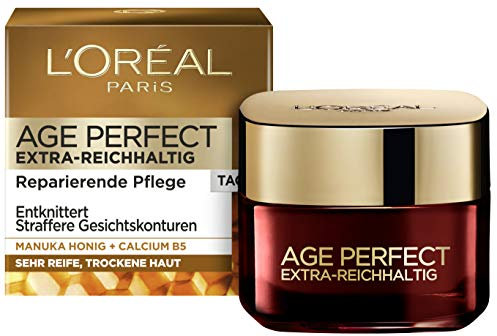 L'Oréal Paris Tagespflege für Frauen: für straffe Haut und intensive Pflege mit Manuka Honig und Calcium B5, Age Perfect Extra Reichhaltigkeit1x 50ml