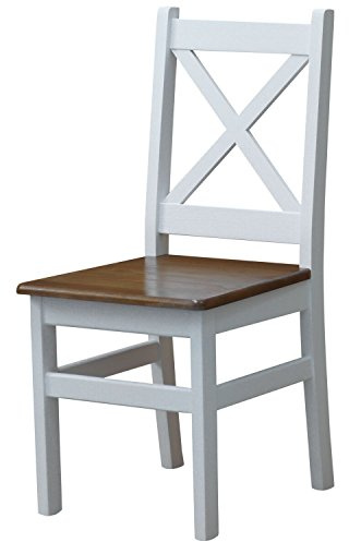 k koma Stuhl Kreuzstuhl weiß MASSIV Kiefer Holz -NEU Landhausstil MASSIVHOLZ (Eiche)