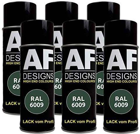 Alex Flittner Designs 6x RAL Lackspray Autolack Buntlack Spraydose RAL6009 TANNENGRUEN matt