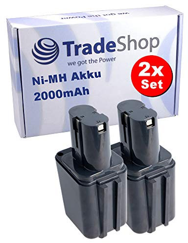 2x TradeShop Hochleistungs Ni-MH Akku für alle Bosch Werkzeuge mit einem Bosch Knolle Akku 9,6V / Ersatz Akku 9,6V 2000mAh