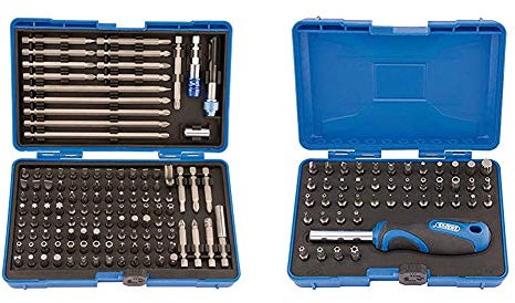 Draper 82398 Magnetic Bit Holder Set (127 Piece), Silver & 82399 Security Screwdriver Bit and Driver Set (45 Piece) Black and Silver