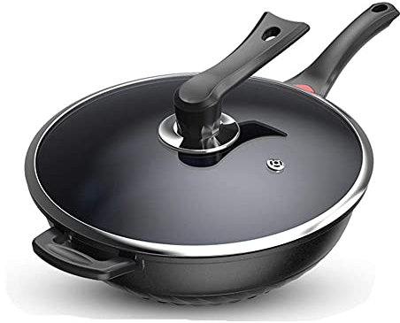 ZXFDMSWJ Wok Pan Wok Antiadherente, Wok de inducción Antiadherente, sin hollín, sin adherencia, sin Revestimiento, sin óxido, Adecuado para Wok de Humo no graso Universal, aleación de Aluminio, 4 Tam