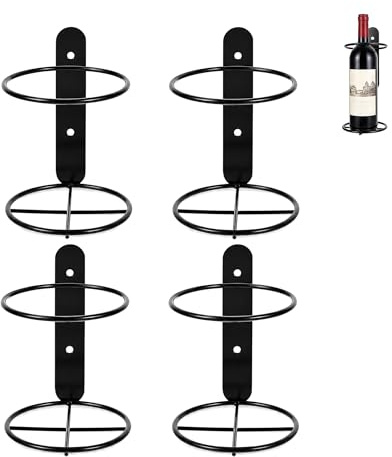 UPKOCH Porte-Bouteilles Mural En MéTal Noir, Lot De 4, Casier À Vin Suspendu Pour 1 Bouteille, IdéAl Pour Cuisine, Bar, Salon, 13.5 X 9.5 X 9.5 Cm
