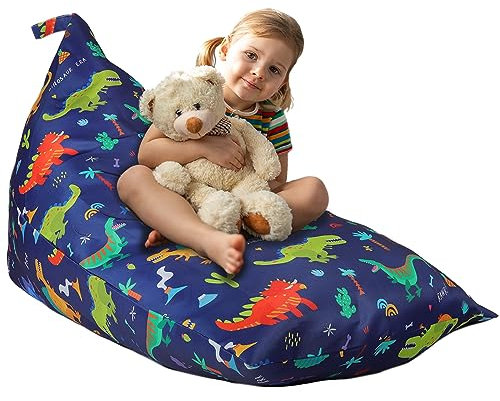 Dinosaurier Aufbewahrung Sitzsack Kinder Faltbar Extra Groß Spielzeug Stofftier Aufbewahrung für Mädchen Jungen Sitzsack-Stuhlbezug für Lagerung Kinderzimmer(Nur Tasche)