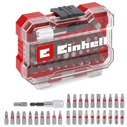 Original Einhell XS-CASE 32-tlg. Bit-Set (25-mm-Bits, 60-mm-Schnellwechselbithalter, Adapter mit Hex zu 1/4 Antrieb inkl. Aufbewahrungsbox)