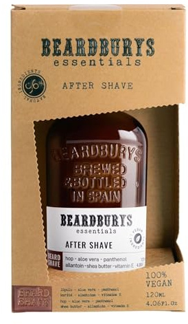 Beardburys Essentials Nach Rasur | Nach Der Rasur -Lotion Für Männer. Ruhige Erfrischende Und Feuchtigkeitsspendende Balsam Und Nach Der Rasur. Aftershave Mit Vitamin E Karité Und Aloe Vera. 120 Ml