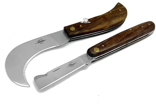 M. Zille Coltello Artigianale Roncola Mezzaluna Coltelli per innesti Manico in Legno Pieghevole Coltello Da Tasca Coltello Innesto Roncola