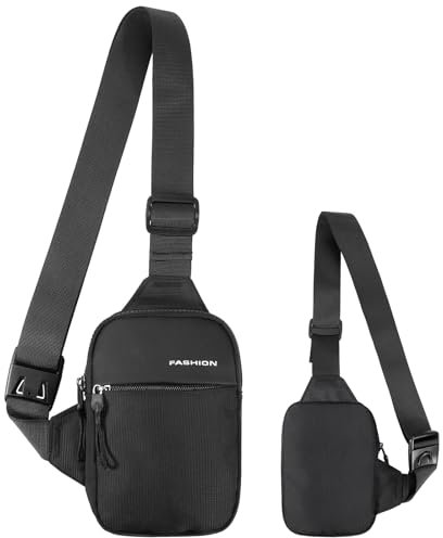 Hejo Sling Crossbody Bag, Umhängetasche Herren, Wasserdichte Brusttasche, Schultertasche für Herren Junge Frauen, Shoulder Chest Bag für Outdoor Wandern (Schwarz)