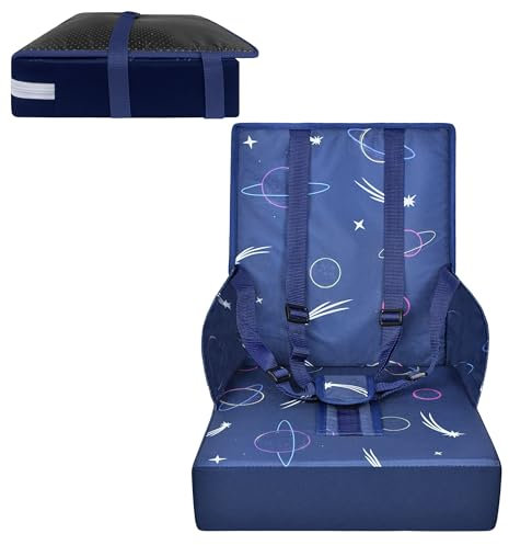 HENGMEI Sitzerhöhung Stuhl Essstuhl Baby Hochstuhl Tischsitz Stuhlkissen Kinder Babysitz Sitzkissen Stuhl mit Verstellbar Sicherheitsgurt SitzerhöHung, Blau
