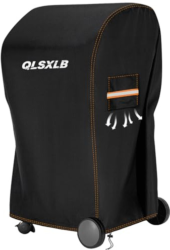 QLSXLB Grillskydd för utomhusbruk, robust 600D Oxford-tyg vattentätt skyddsöverdrag 77 x 70 x 110 cm, BBQ Grillöverdrag med luftventil vindtät mot regn damm sol snö svart