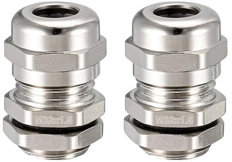 ORTAVA Pack of 2 cable glands M32 x 1.5, cable gland, cable grommet, waterproof, cable connector made of high-quality brass, for 15-22 mm cable connection