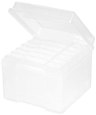 Photo Storage Boxes 8x8x6 Inch Clear Photo Box with 6 Inner Photo Cases Plastic Photograph Storage Organiser Box for Seed Cards Picture Craft, Craft Storage Box
