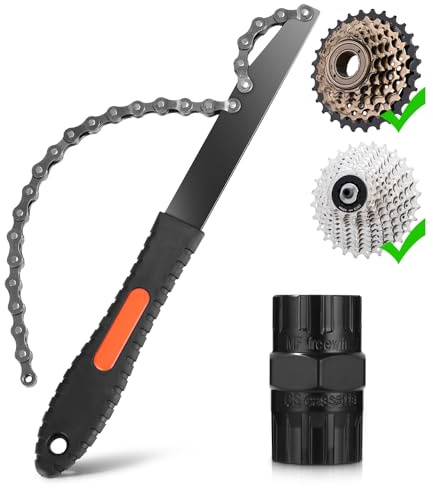 Huifoo Chain Whip, Sprocket Puller, Coil Puller Kit, 2 in 1 Universal Freewheel Remover Tool for 5-12 Speed Cassette, Universal Bicycle Cassette Removal Tool