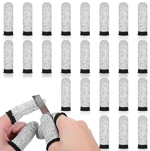 JIYIN 24Pcs Cut Resistant Finger Cots, Finger Protectors Cut Resistant Finger Fingertips Protectors Reusable Finger Gloves Breathable Thumb Protector for Kitchen Work Garden Sculpture