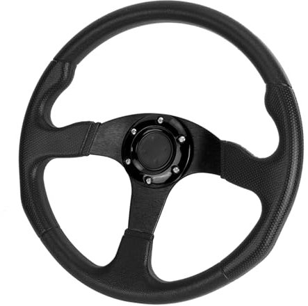 ZenithAur 350 mm Rennwagen-Lenkrad Deep Dish Sportlenkrad 6 Schrauben Universal modifiziert (Schwarz)