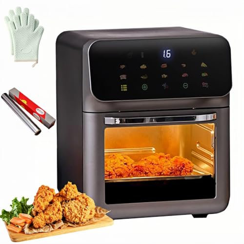 Freidora de Aire 12 en 1, Horno de freidora de Aire Grande de 15 L, Horno Multicapa multifunción sin Aceite de 1350 W, Ventana Visible para Hornear de 360°, para Asar, Asar, Hornear, tostar, freír