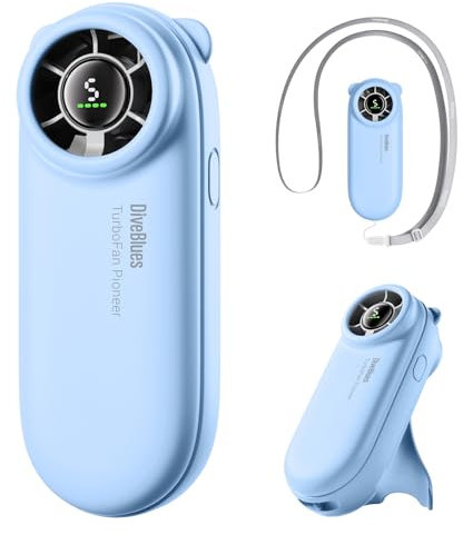Diveblues Portable Handheld Turbo Fan Rechargeable, High-Speed Mini Turbo Fan, LED Display, Up to 8 Hours, 5 Wind Gear, Travel Hand Held Fans for Outdoor, Holiday, Gifts for Women(Turbobear)