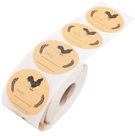 PAMINGONO 1 Roll Egg Carton Packaging Label Egg Box Round Stickers Round Chicken Preserving Labels Mason Jar Egg Labels Egg Packaging Stickers Labels Mason Jar