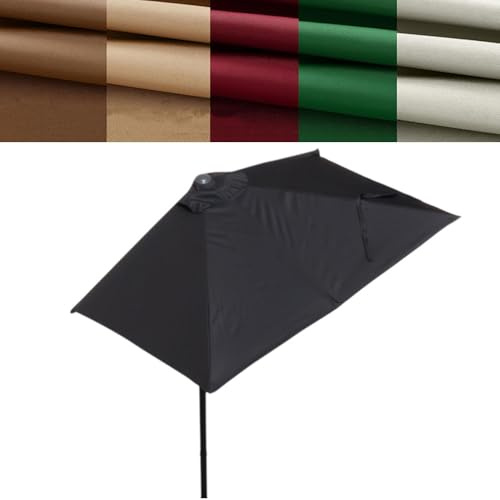 AGKANVCVNT Halber Sonnenschirm Halbschirm Rechteckig Mit Kurbel, 270x150cm Balkonschirm Groß Für Terasse, Garten, Gastro, Ohne Sockel, Rot(Black,270 * 150cm/9 * 5ft)