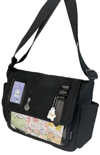 Borsa a tracolla in nylon stile college giapponese progettata per appassionati di anime e studenti pratica spaziosa, Medium