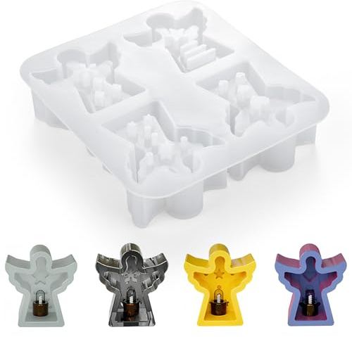 Angel Resin Silicone Moulds, 4 Types Shape of Angel Epoxy Resin Casting Moulds | Resin Silicone Mold for Ambient Lighting, Home Decor, Gift