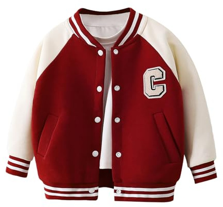 1-8 Jahre Kleinkinder Jungen Baseball Jacke Bomberjacke Kinder Mädchen College Jacke Frühling Herbst Übergangsjacke Mädchen Sweatjacke Baseball Coats Mantel