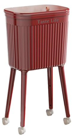 Colcolo Cubo de Basura de Cocina con Ruedas, 16 l, Estilo nórdico, con Patas, para Comedor, Dormitorio, Entrada, Hotel, Escuela, Rojo