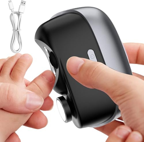 Coupe-ongles électrique – Polisseuse de sécurité portable à 2 vitesses, polisseuse à ongles électrique portable, avec lumière LED pour adultes, pour femmes, personnes âgées et H