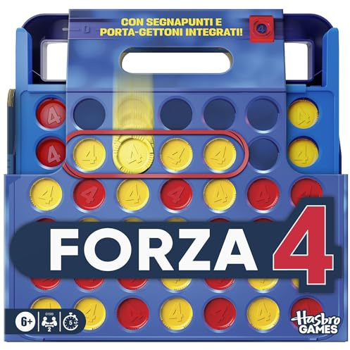 Giochi ufficiali Hasbro, Forza 4 (Edizione 2025) | Custodia tutto in uno, valigetta, segnapunti | Dai 6 anni in su | 2 giocatori | Giochi per famiglie, bambini e bambine - Versione Italiana
