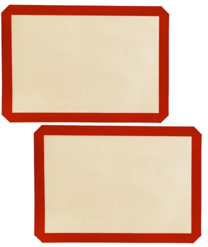 SUPVOX 2 Pezzi Tappetini da Forno in Silicone Antiaderenti 30x20cm, Teglia da Forno Rettangolare per Biscotti e Dessert, Resistente al Calore, Riutilizzabile, Accessori Cucina per Uso
