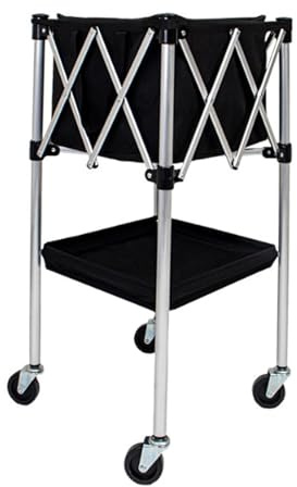 Canasta de Tenis Plegable de Aleación de Aluminio con Ruedas, Capacidad para 150 Pelotas, Cremallera Portátil, Carrito de Entrenamiento Deportivo para Gimnasios y Salas de Juegos