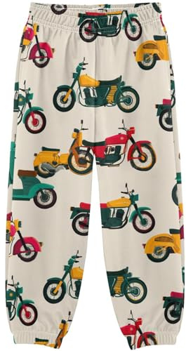 Pigsaly Boys Sweatpants Retro Bright Vehicle Motorbike Scooter Boys Pants Active Pant Kids Jogger Pants 3T Multicoloured