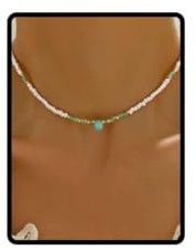 Wedity Boho-frö pärla kraghalsband med enkelt pärlhalsband, guld accentpärlor, flerfärgad, One size, Metall, Ingen ädelsten