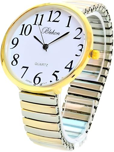 Geneva Super Large Stretch Watch Clear Number Easy Read (Two Tone)